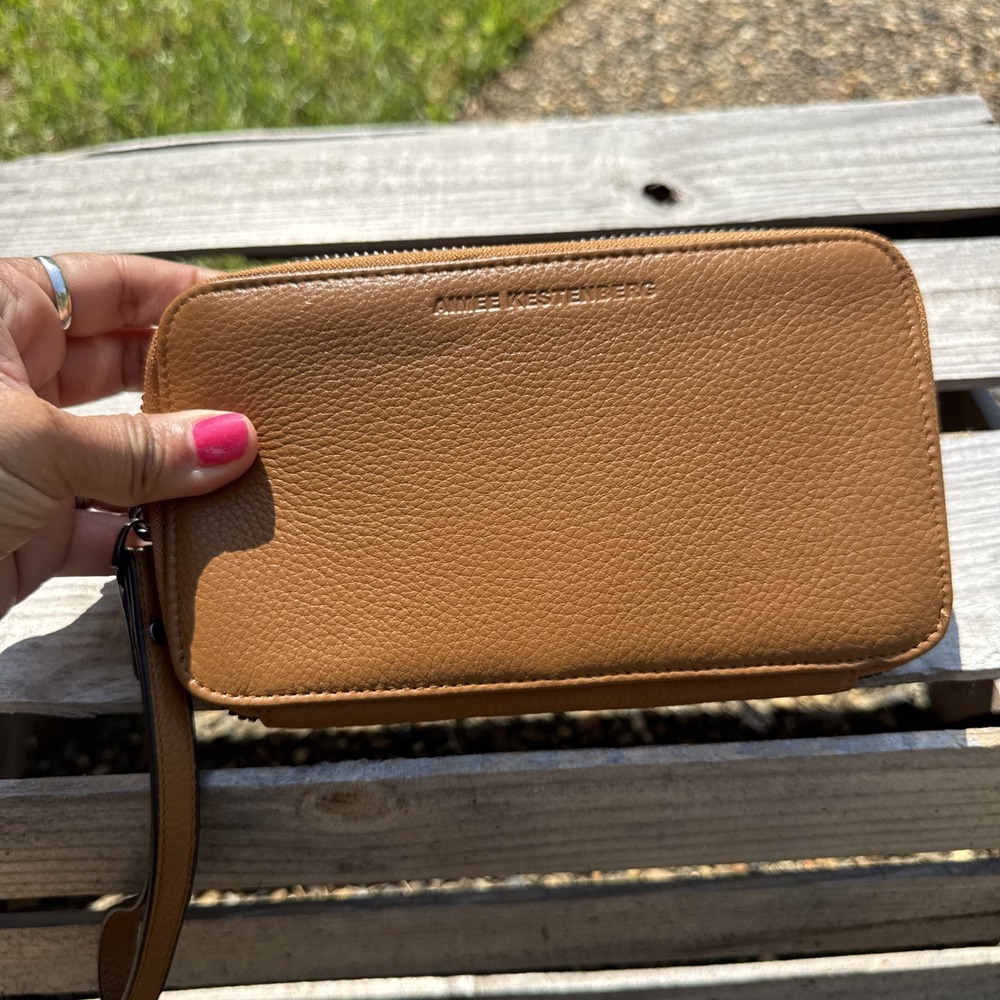 Aimee Kestenberg Women's‎ DHENA Zip Around Brown Leather Wallet Wristlet